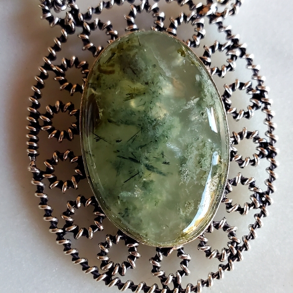 New Moss Agate & Peridot Silver Necklace. - Picture 3 of 16
